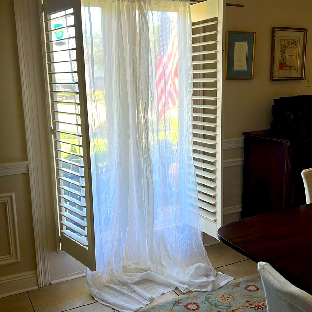 PB Sheer Curtain CottonPole Pocket 50x 96.  Original price $89 or $178/pair.
